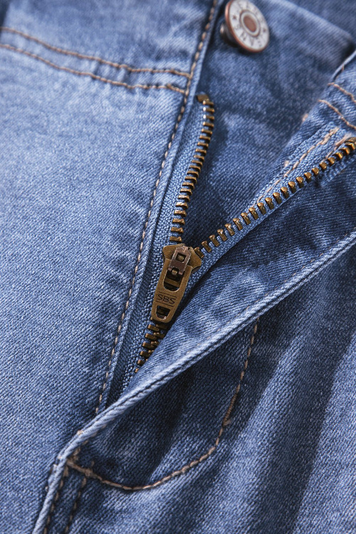 Loose Straight Leg Cropped High Waist Jeans - Trendy Bottoms/Jeans in Dusk Blue for Women | The802Gypsy