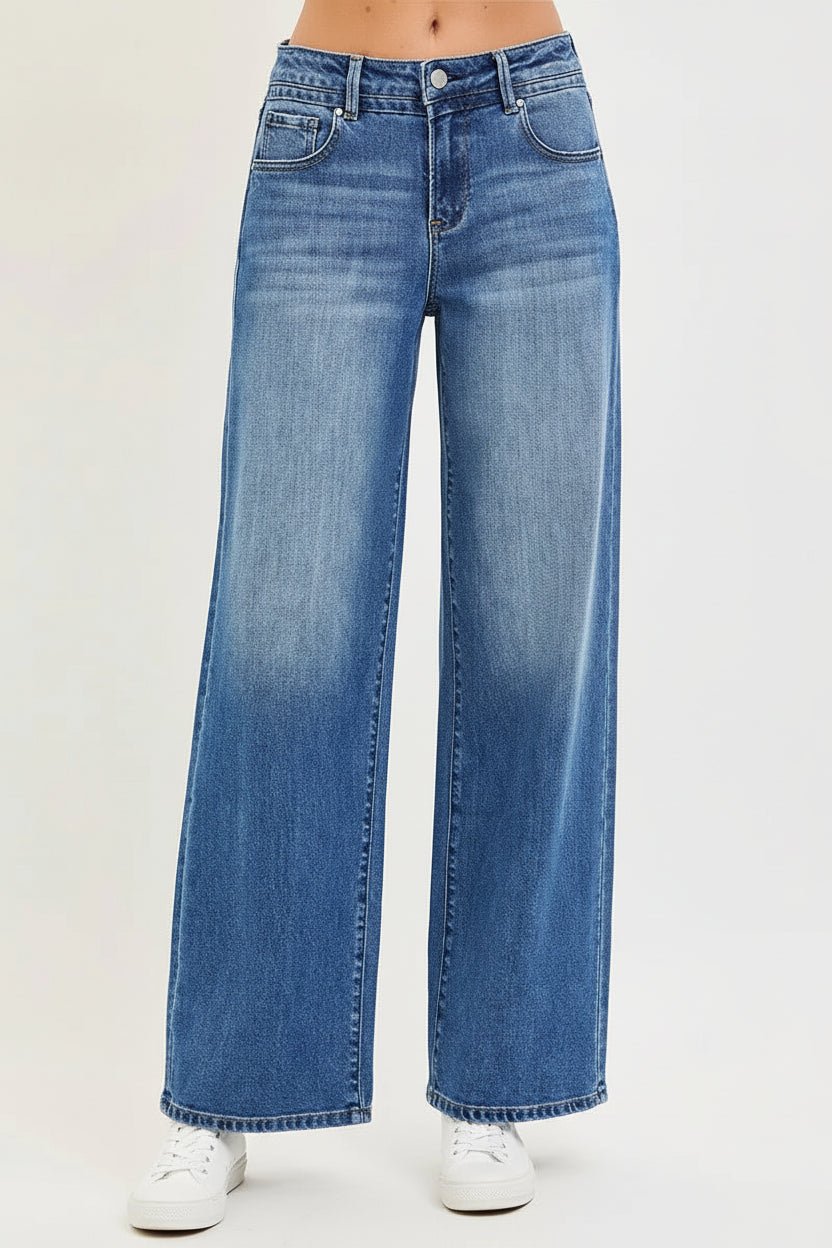RISEN Slouchy Baggy Jeans with Pockets - Trendy Bottoms/Jeans in MEDIUM WASH for Women | The802Gypsy