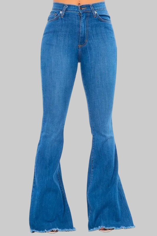 Medium Wash High - Stretch Bell - Bottom Jeans - Trendy Bottoms/Jeans in medium wash for Women | The802Gypsy
