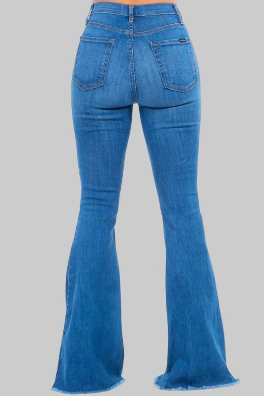 Medium Wash High - Stretch Bell - Bottom Jeans - Trendy Bottoms/Jeans in medium wash for Women | The802Gypsy