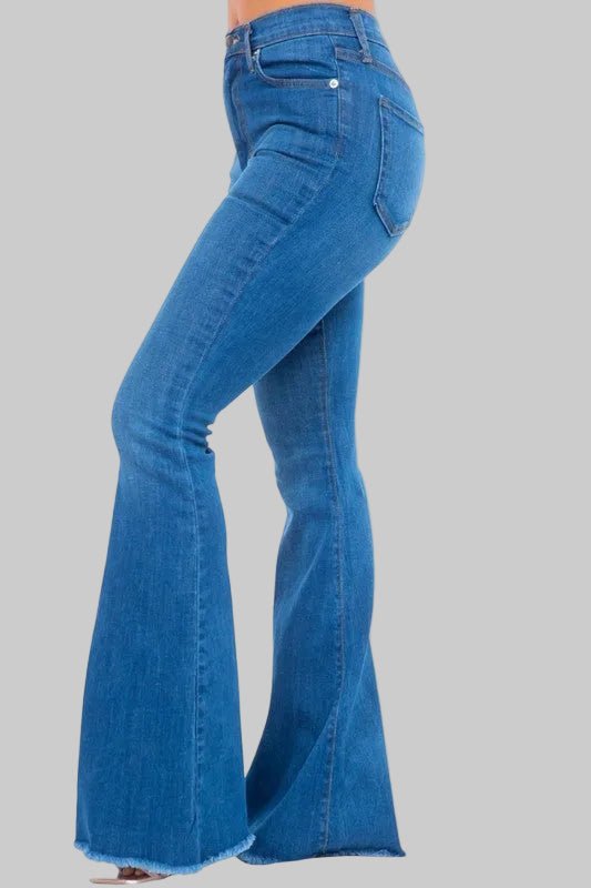 Medium Wash High - Stretch Bell - Bottom Jeans - Trendy Bottoms/Jeans in medium wash for Women | The802Gypsy