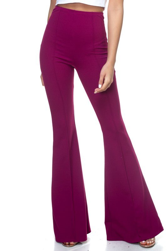 Retro Flare Bell - Bottom Women’s Dress Pants - Trendy Bottoms/Pants in Berry for Women | The802Gypsy
