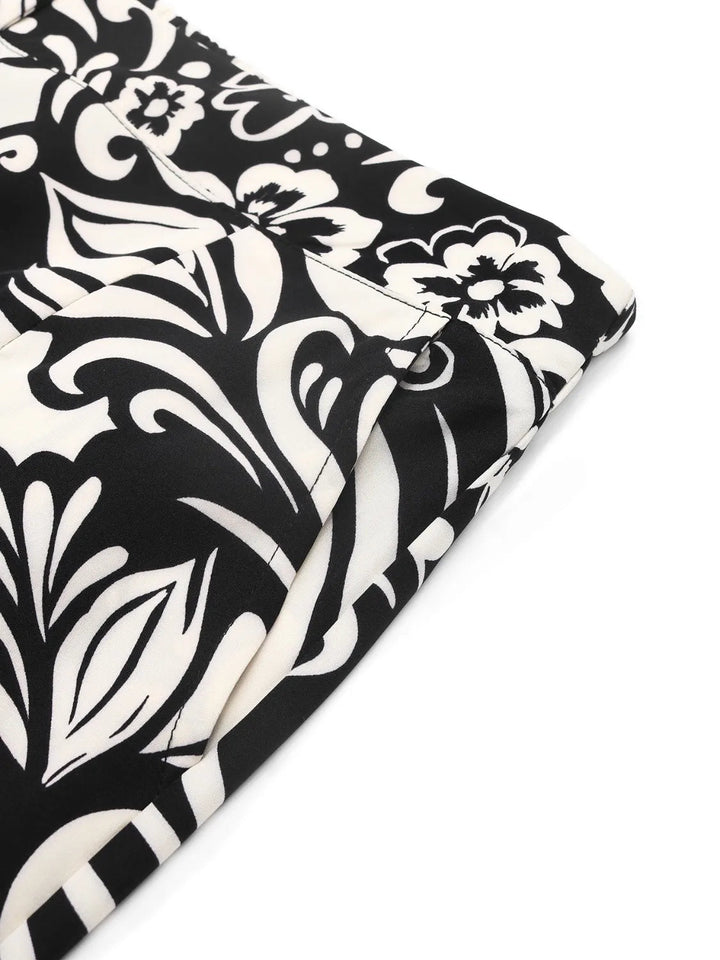 Black & White Printed Wide Leg Pants - Trendy Bottoms/Pants in Black for Women | The802Gypsy