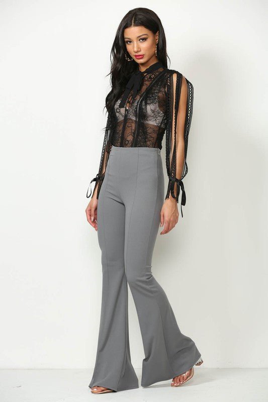 Retro Flare Bell - Bottom Women’s Dress Pants - Trendy Bottoms/Pants in Charcoal for Women | The802Gypsy
