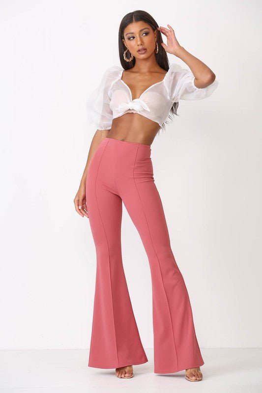 Retro Flare Bell - Bottom Women’s Dress Pants - Trendy Bottoms/Pants in Dark Dusty Pink for Women | The802Gypsy