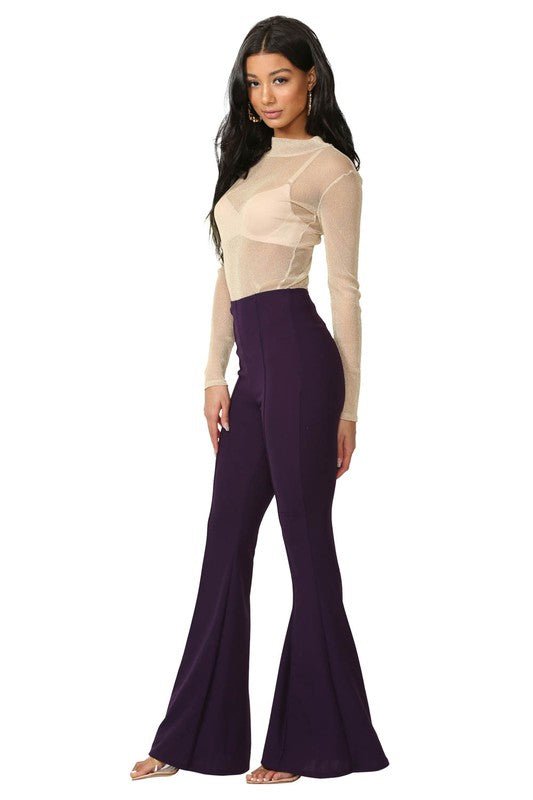 Retro Flare Bell - Bottom Women’s Dress Pants - Trendy Bottoms/Pants in Dark purple for Women | The802Gypsy