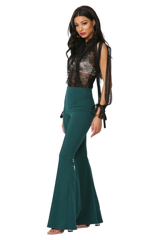 Retro Flare Bell - Bottom Women’s Dress Pants - Trendy Bottoms/Pants in Hunter Green for Women | The802Gypsy