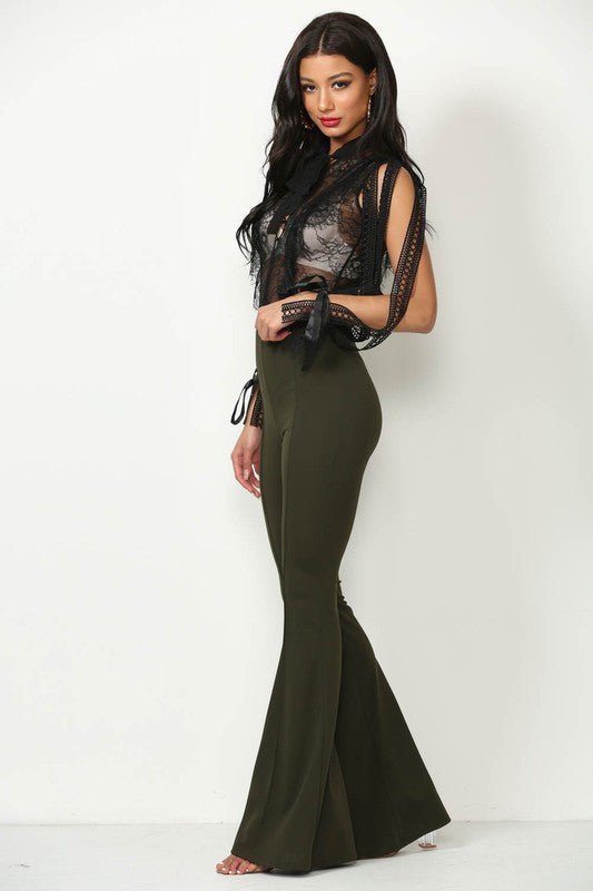 Retro Flare Bell - Bottom Women’s Dress Pants - Trendy Bottoms/Pants in Olive for Women | The802Gypsy