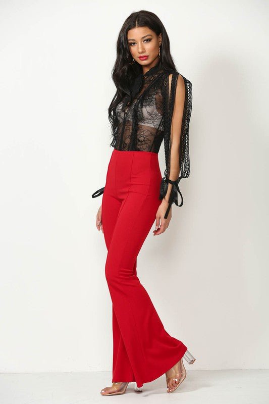 Retro Flare Bell - Bottom Women’s Dress Pants - Trendy Bottoms/Pants in Red for Women | The802Gypsy