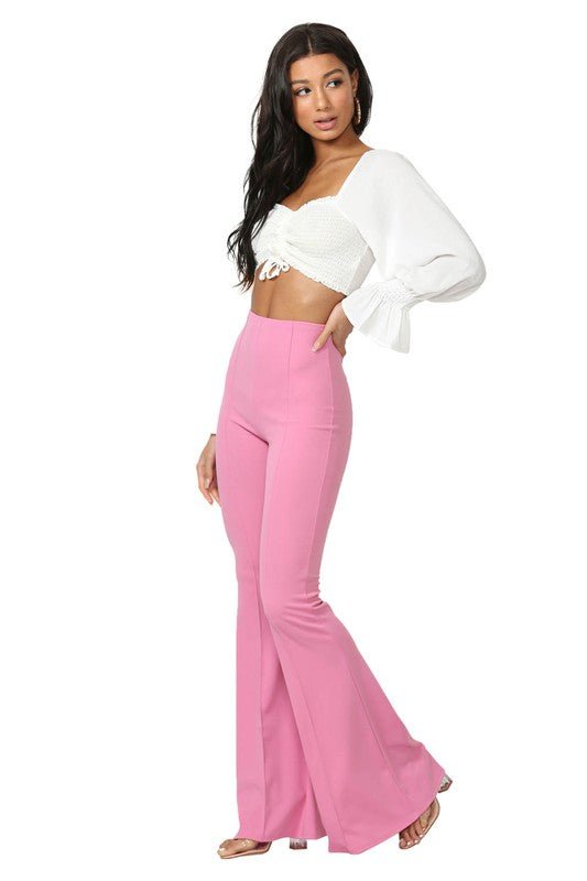 Retro Flare Bell - Bottom Women’s Dress Pants - Trendy Bottoms/Pants in Rose for Women | The802Gypsy