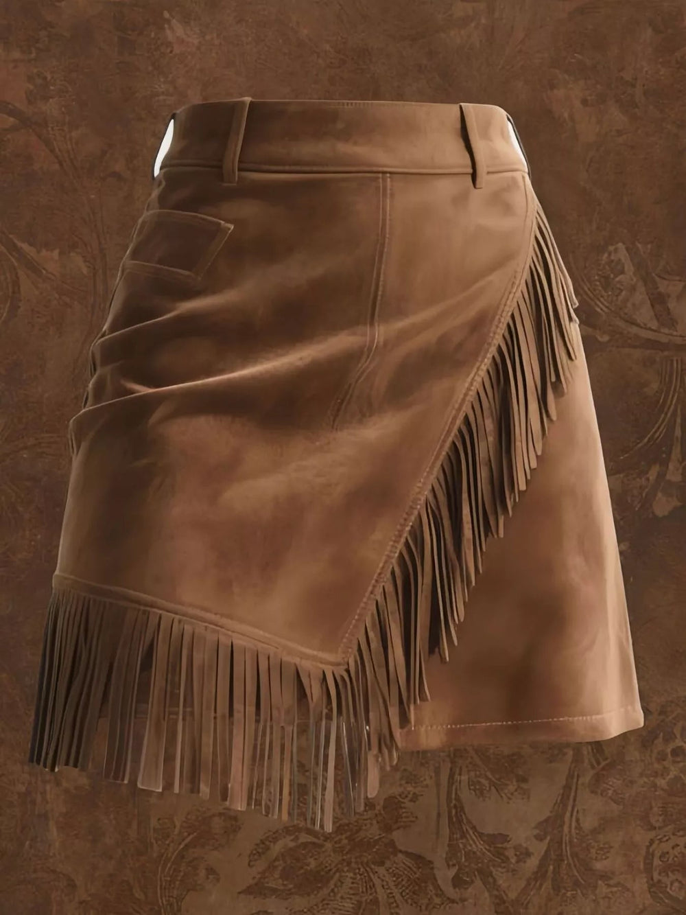 Fringe Suede Mini Skirt - Trendy Bottoms/Skirts in Dark Brown for Women | The802Gypsy