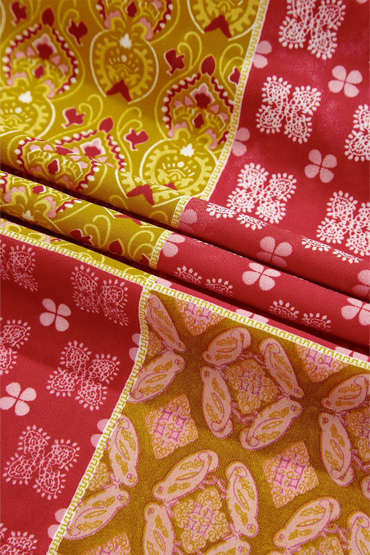 Paisley Print Pocketed Tiered Maxi Skirt - Trendy Bottoms/Skirts in Orange for Women | The802Gypsy