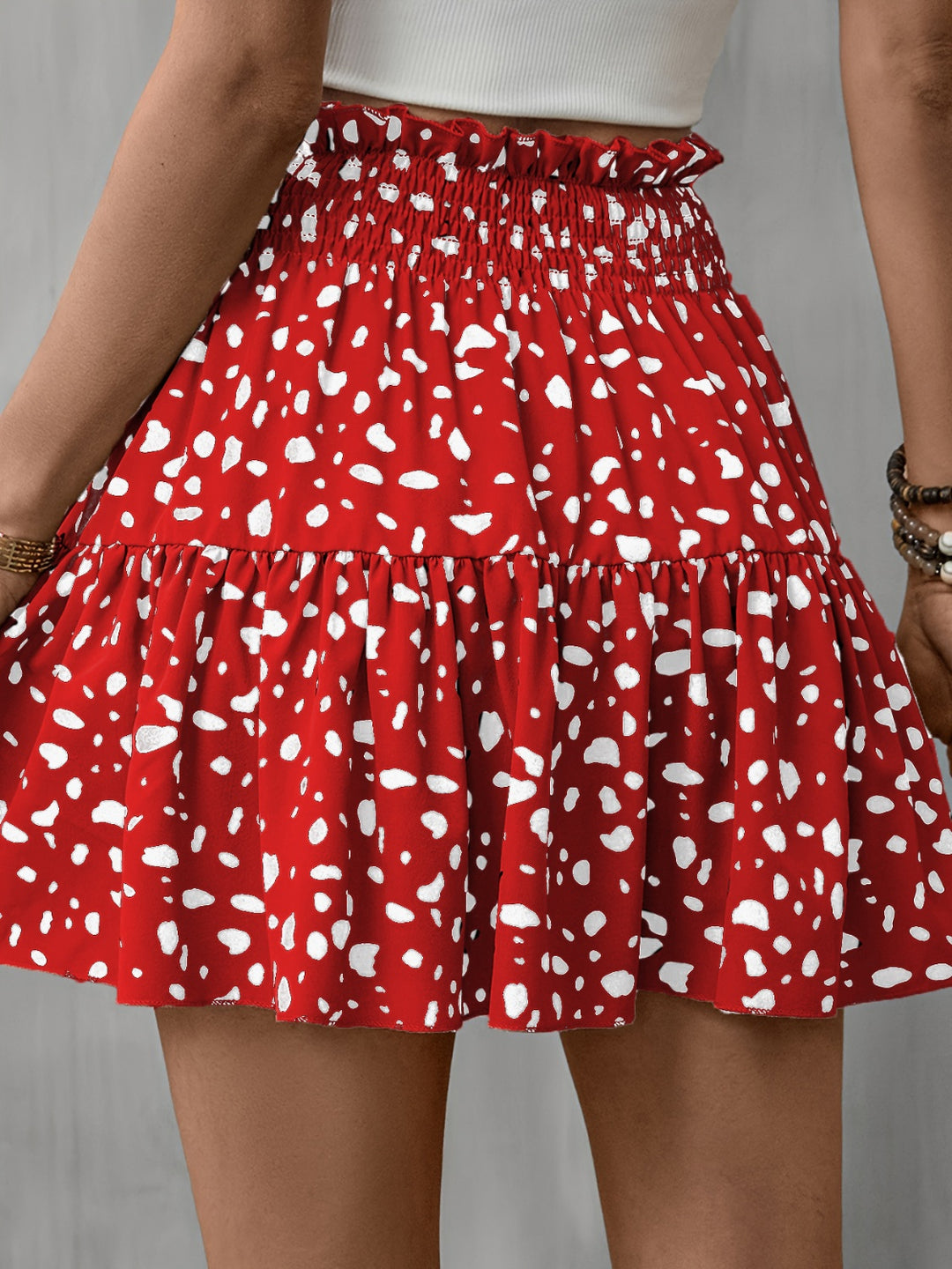GYPSY-Frill Tied Printed Mini Skirt