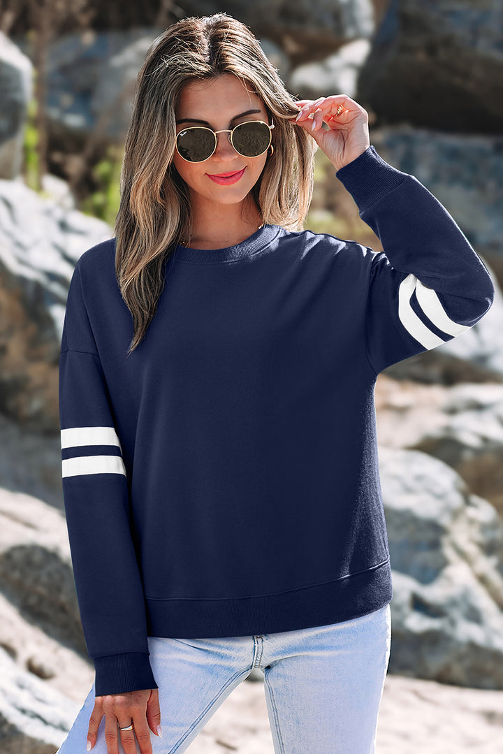 Sudadera universitaria de rayas de gran tamaño