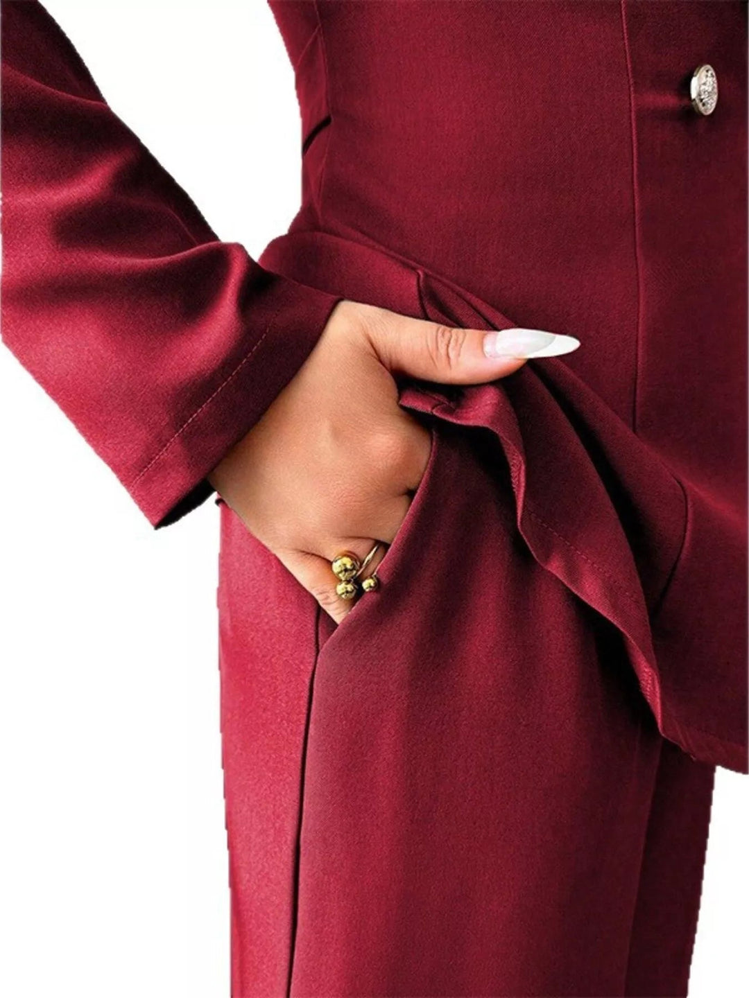 One Button Blazer And Pants Set - Trendy Clothing/Outfit Sets in Red for Women | The802Gypsy