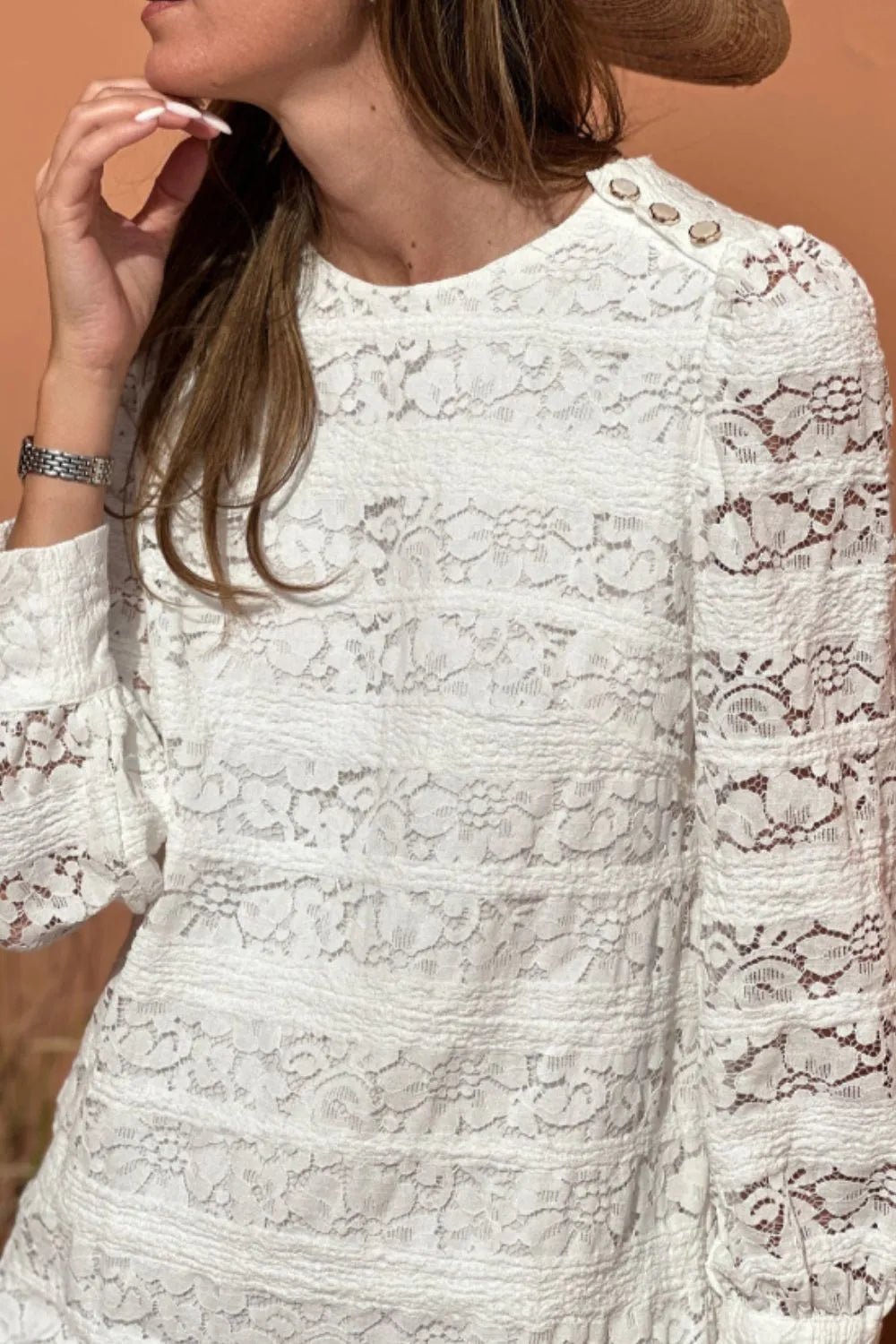 Lace Long Sleeve Mini Dress - Trendy Dress/ Lace Dress in White for Women | The802Gypsy