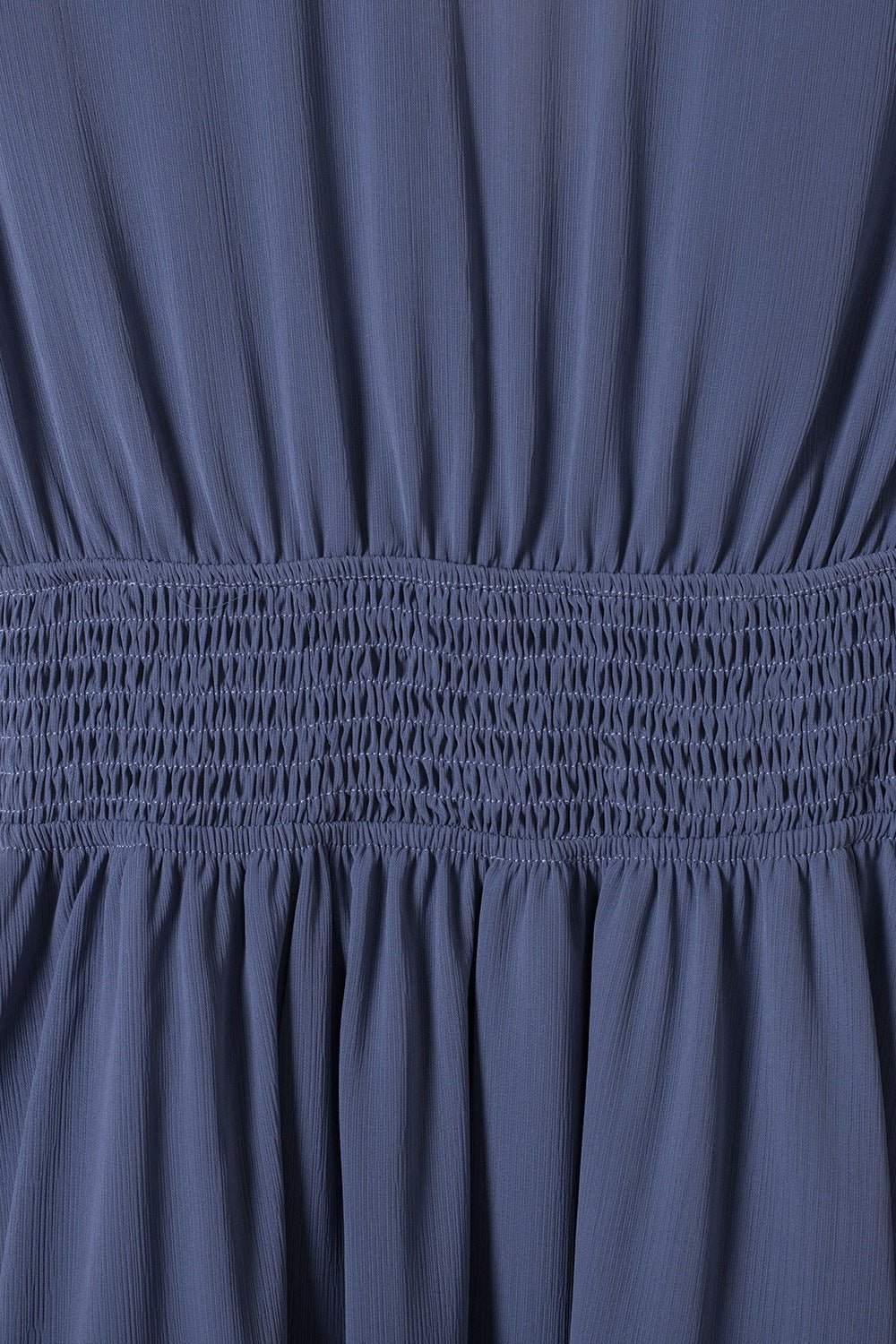 Bow - Tie V - Neck Ruffle Hem Mini Dress - Trendy Dress/Casual Dress in Dusty Blue for Women | The802Gypsy