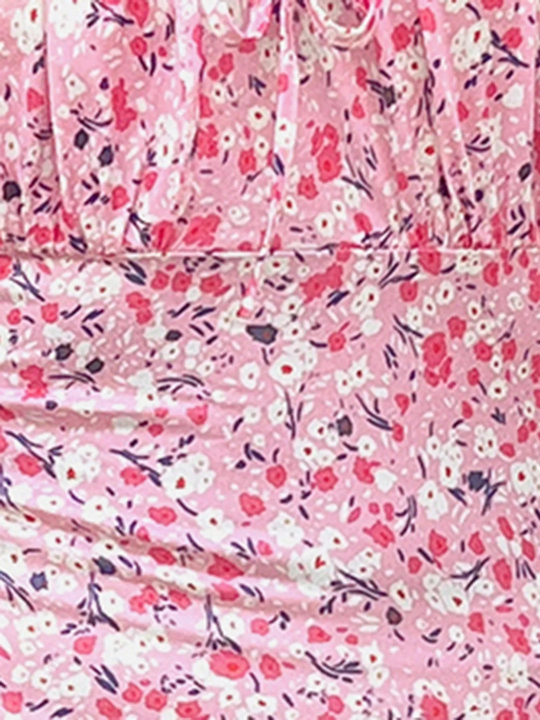 Pink Floral Tie - Shoulder Slit Midi Dress - Trendy Dress/Casual Dress in Pink for Women | The802Gypsy