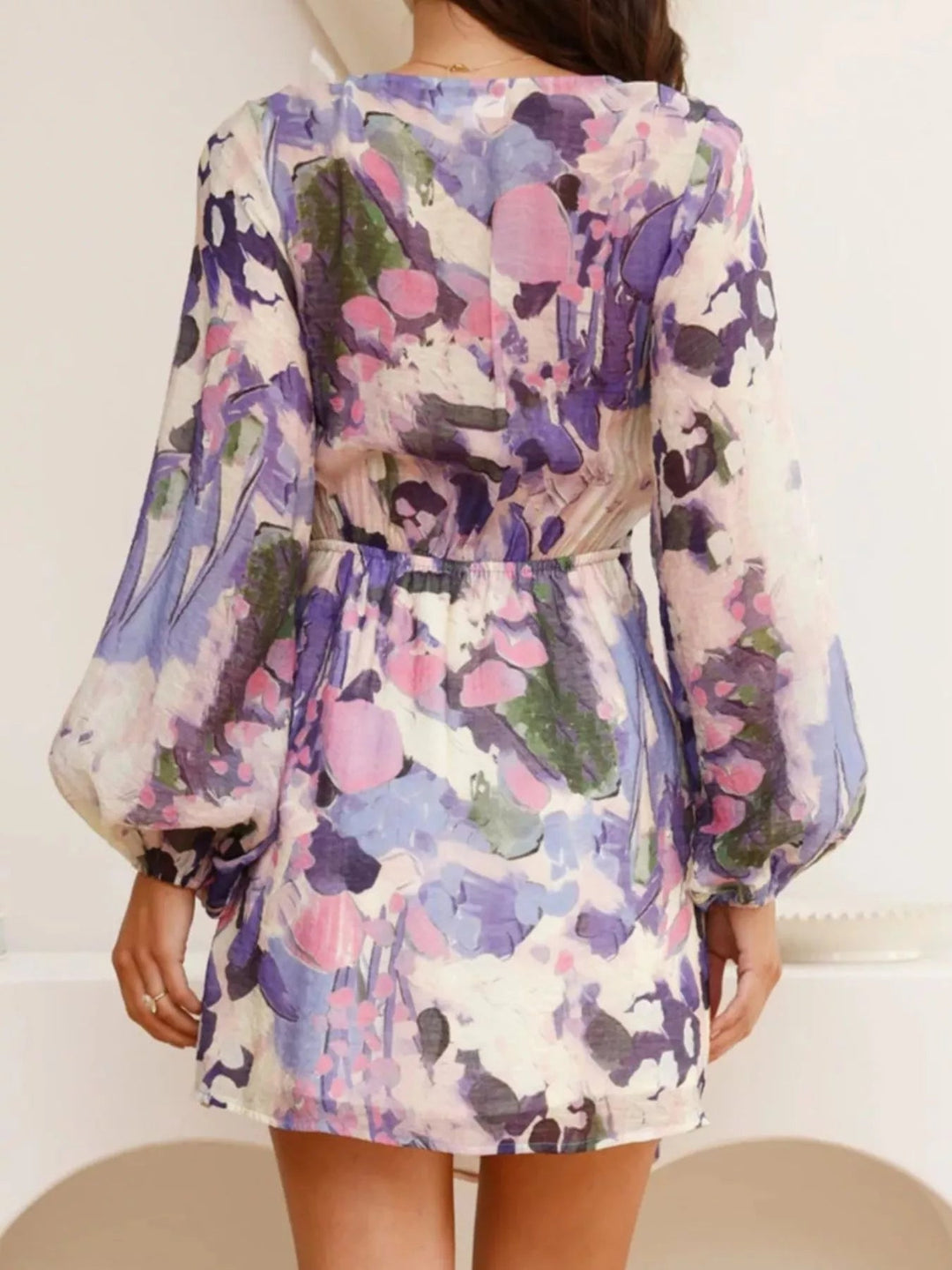 Long Sleeve Floral Tie Waist Dress - Trendy Dress/Casual Dress in Purple for Women | The802Gypsy