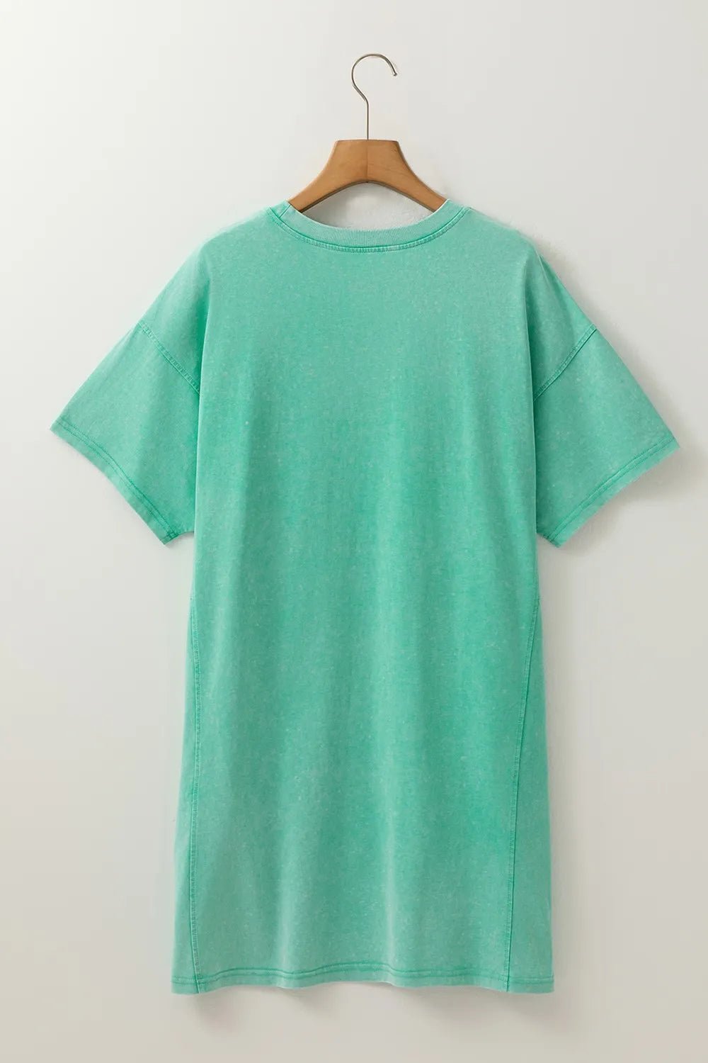 Cotton Turquoise Round Neck Short Sleeve Tee Dress - Trendy Dress/Casual Dress in Turquoise for Women | The802Gypsy