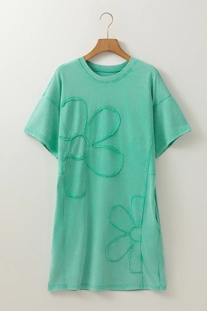 turquoise t shirt dress Boho Patch Mineral Washed T Shirt Dress