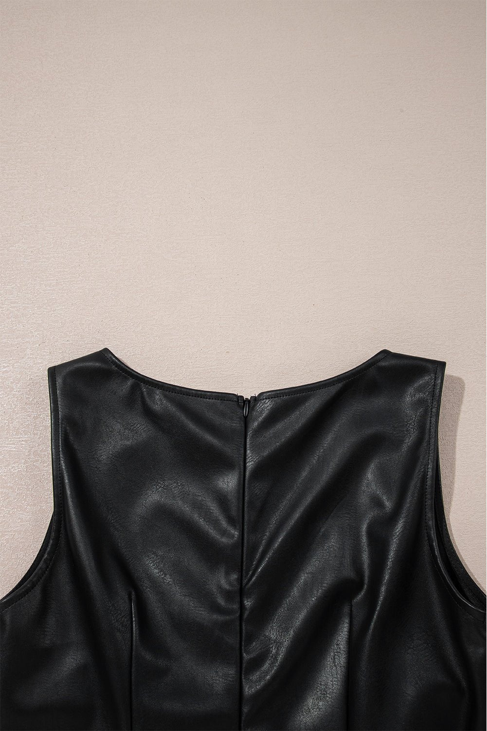 Coffee Vegan Leather Sleeveless Mini Dress - Trendy Dresses in Wild Ginger for Women | The802Gypsy