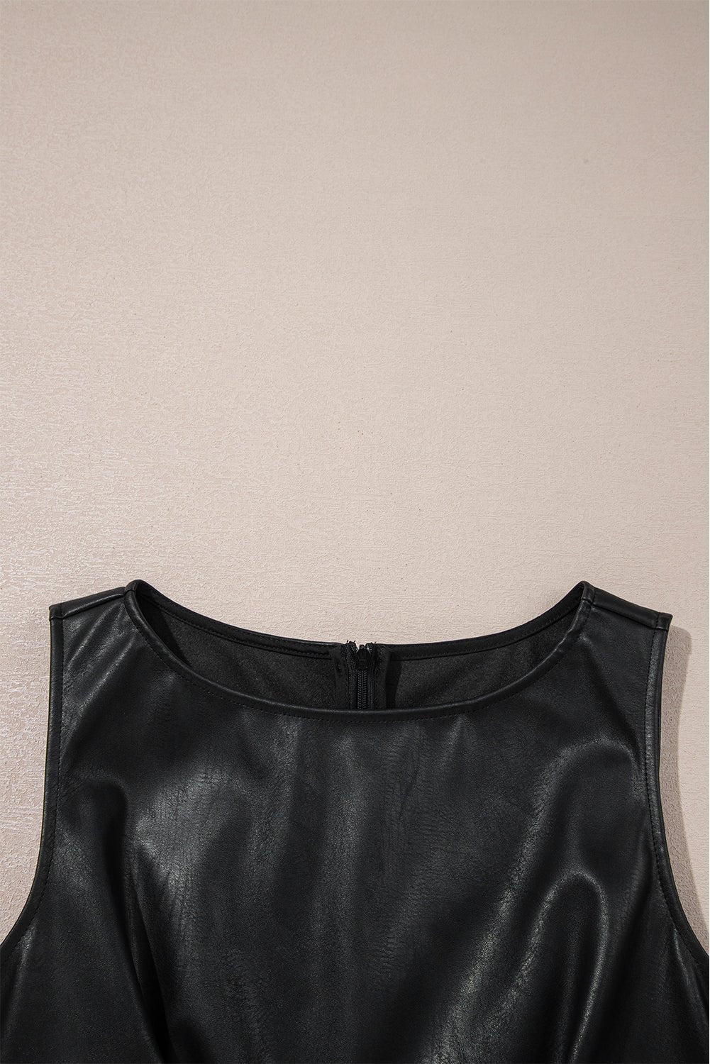 Coffee Vegan Leather Sleeveless Mini Dress - Trendy Dresses in Wild Ginger for Women | The802Gypsy