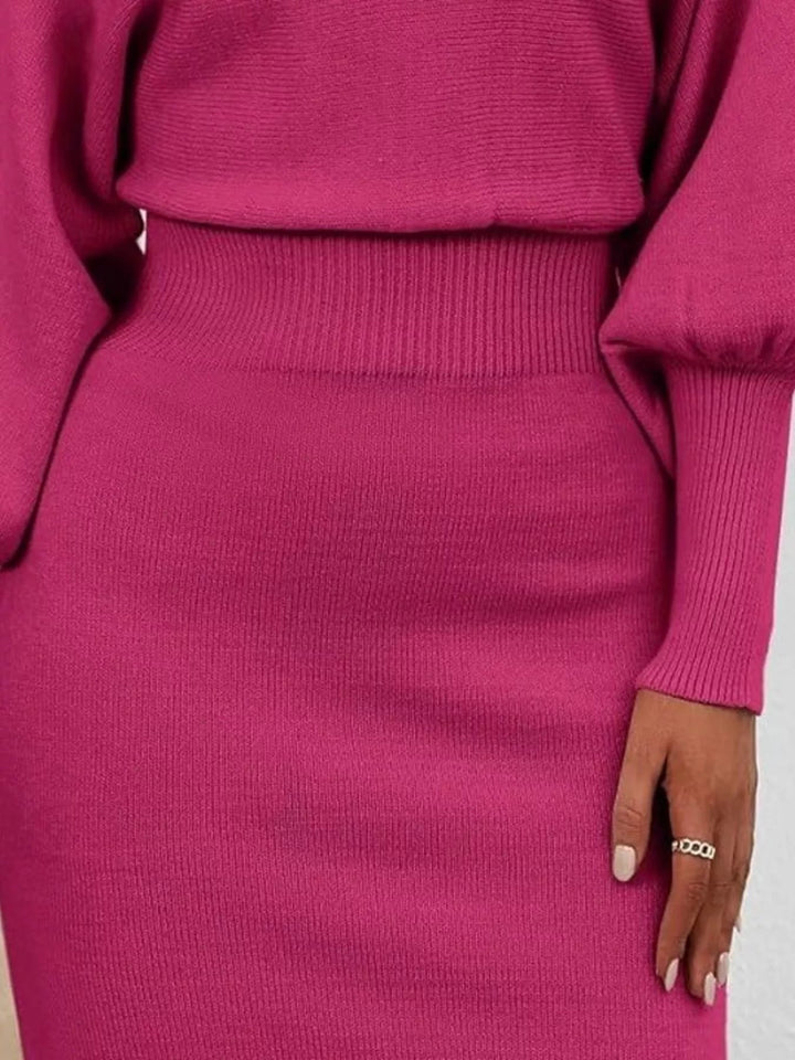 Lantern Sleeve Bodycon Sweater Dress - Trendy Dresses/Sweater Dress in Rose Red for Women | The802Gypsy