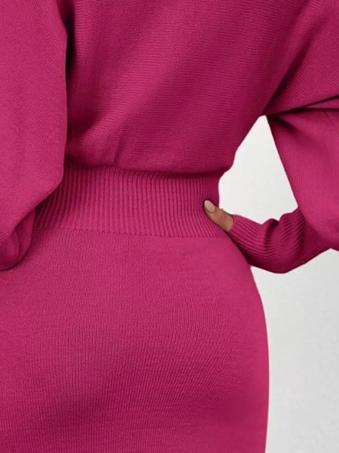 Lantern Sleeve Bodycon Sweater Dress - Trendy Dresses/Sweater Dress in Rose Red for Women | The802Gypsy
