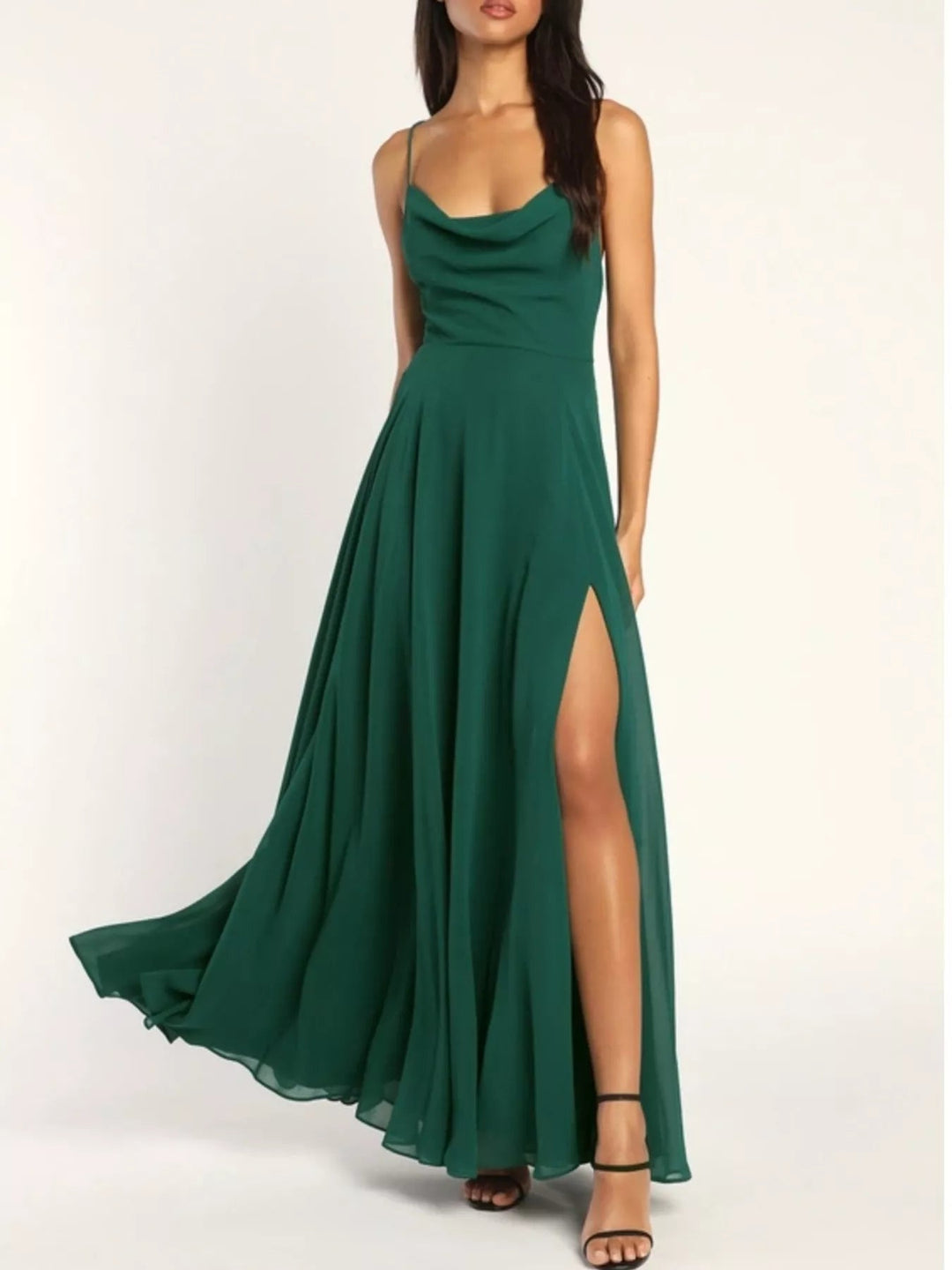 Slit Cowl Neck Lace - Up Back Maxi Dress - Trendy Dress/Party Dress in Green for Women | The802Gypsy