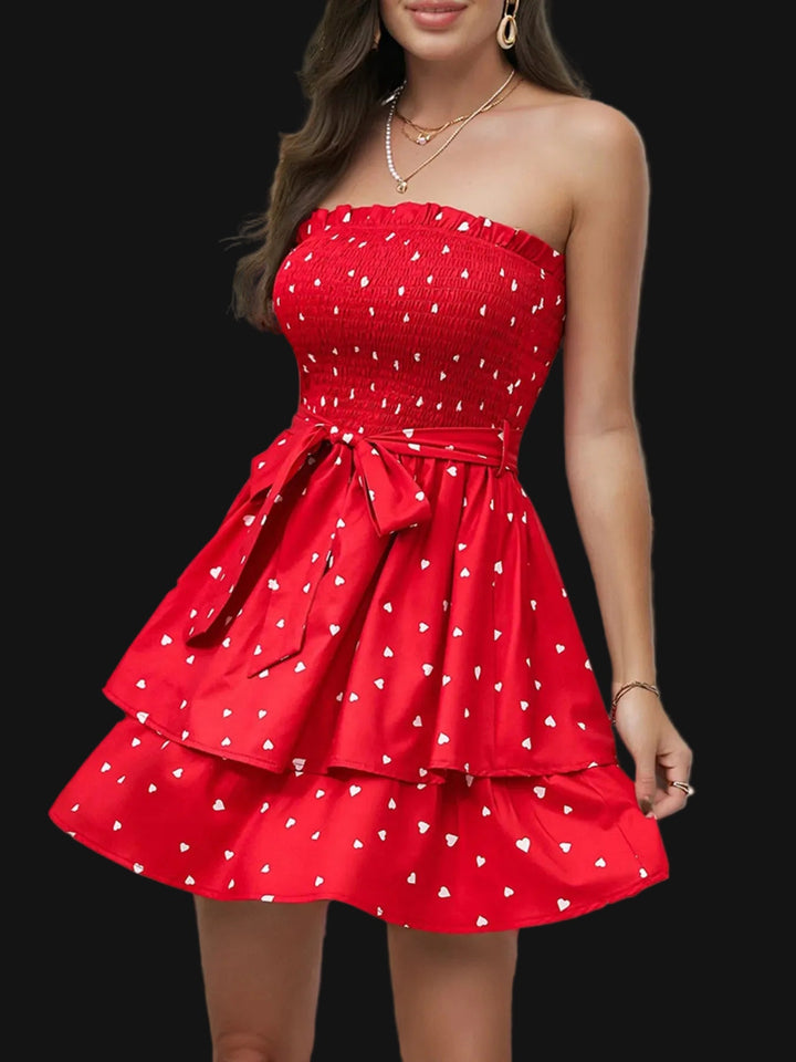 Strapless Smocked Heart Dress - Trendy Dress/Party Dress in Red for Women | The802Gypsy