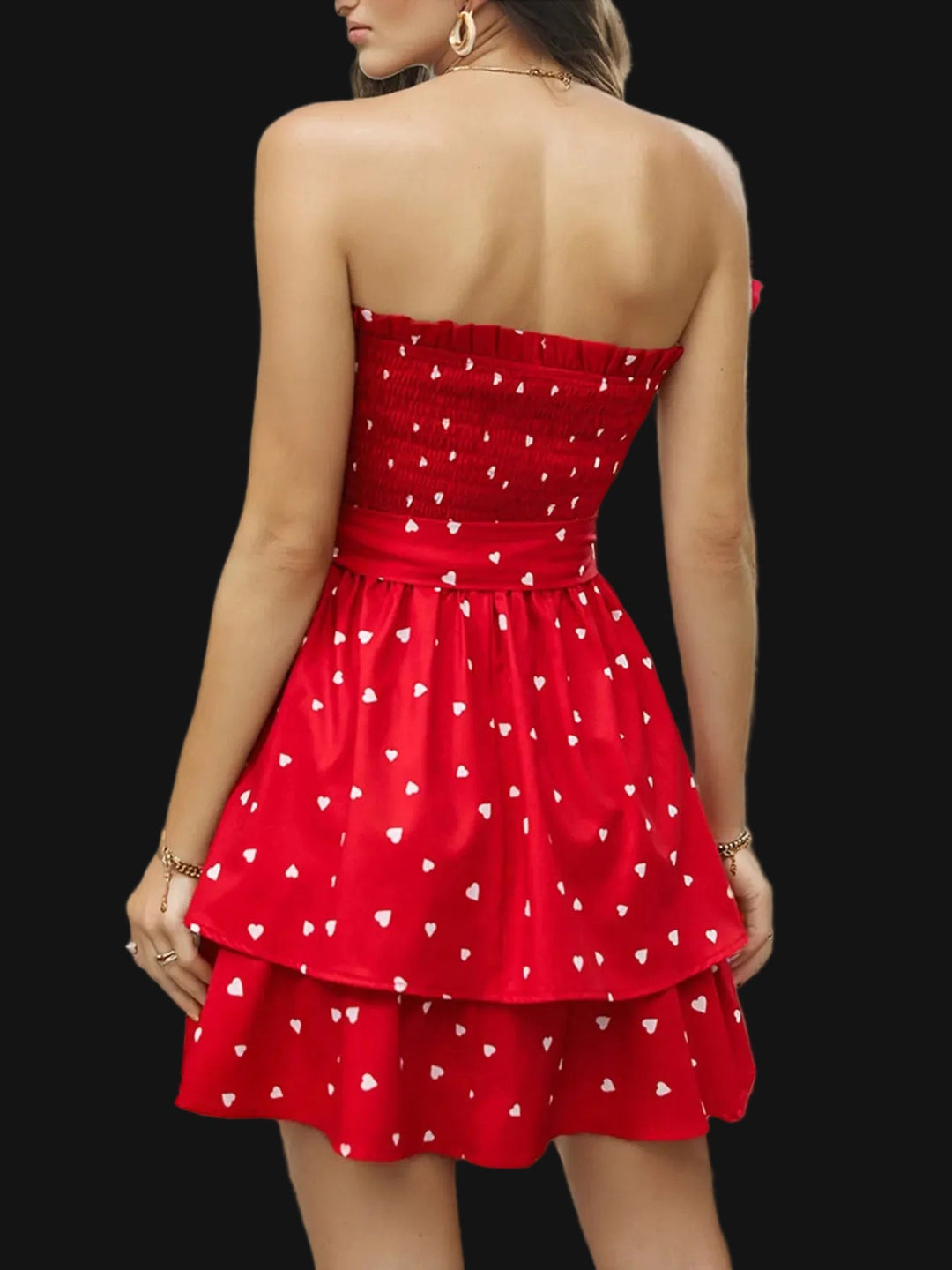 Strapless Smocked Heart Dress - Trendy Dress/Party Dress in Red for Women | The802Gypsy