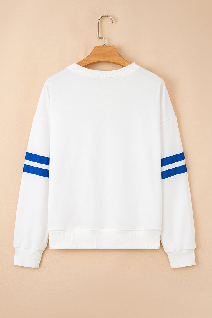 Sudadera universitaria de rayas de gran tamaño