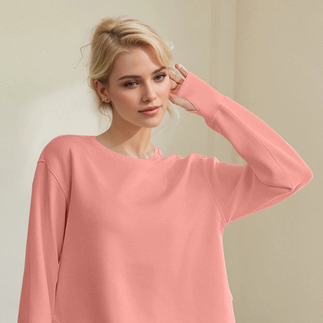 The802Gypsy Activewear/tops Sherbet / S GYPSY-Basic Bae-Air Scuba Round Neck Long Sleeve Sweatshirt
