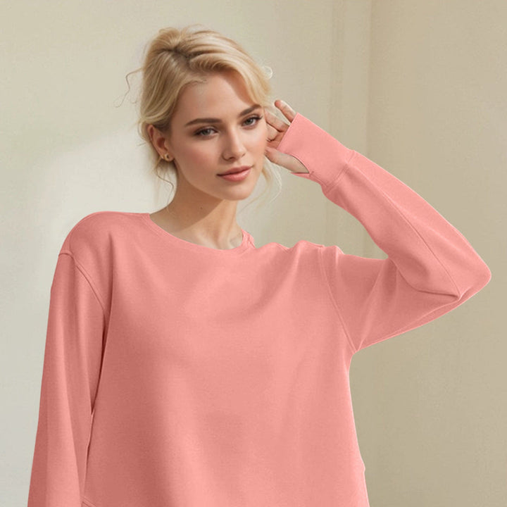The802Gypsy Activewear/tops Sherbet / S GYPSY-Basic Bae-Air Scuba Round Neck Long Sleeve Sweatshirt