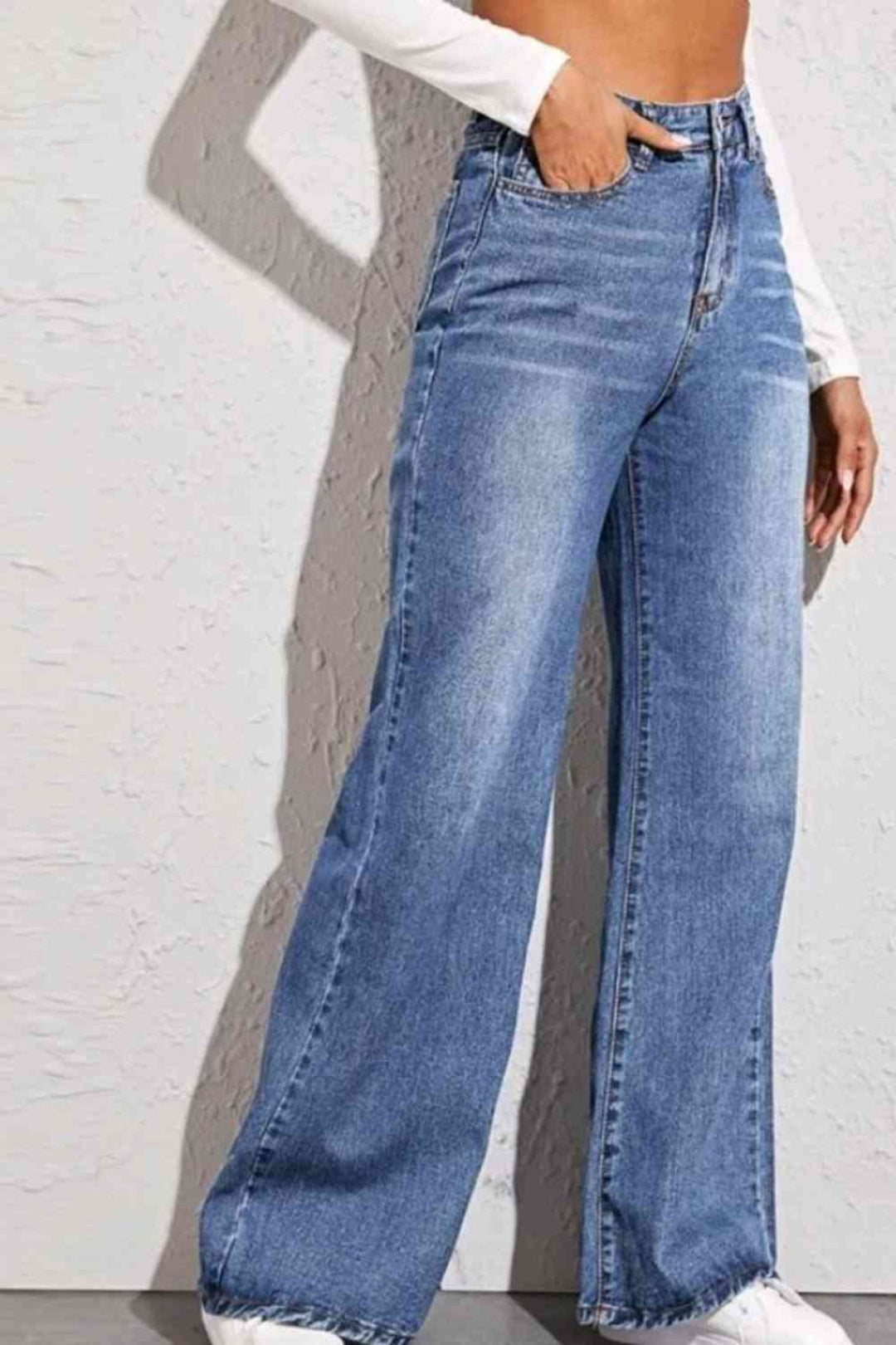 The802Gypsy Bottoms Dusty  Blue / XS Gypsy Boomer High Waist Wide Leg Jeans