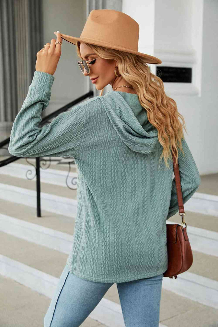 Trendsi hoodie Gypsy Lande Cable-Knit Long Sleeve Hoodie
