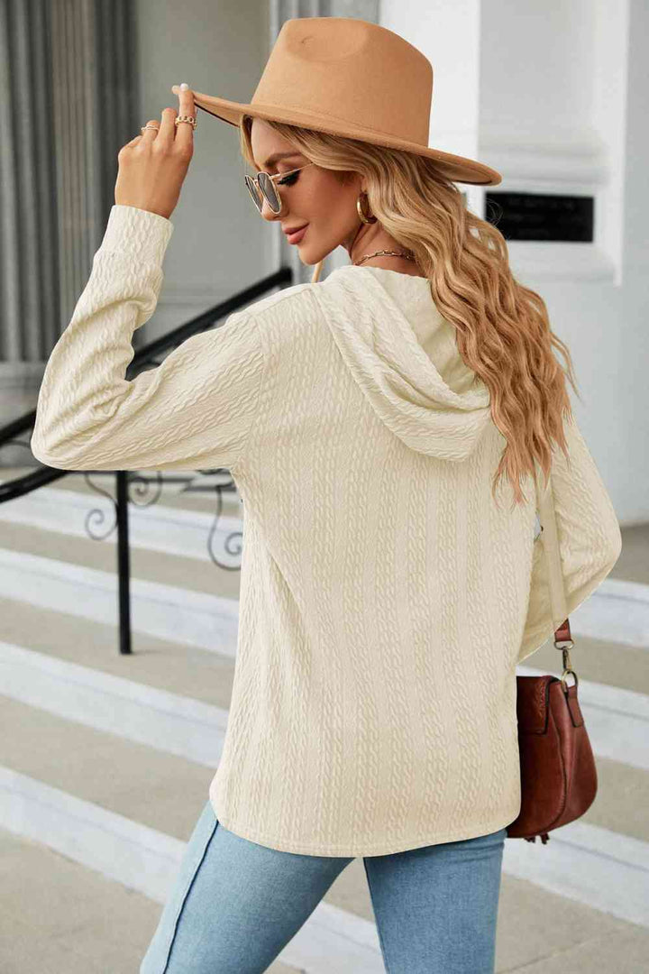 Trendsi hoodie Gypsy Lande Cable-Knit Long Sleeve Hoodie