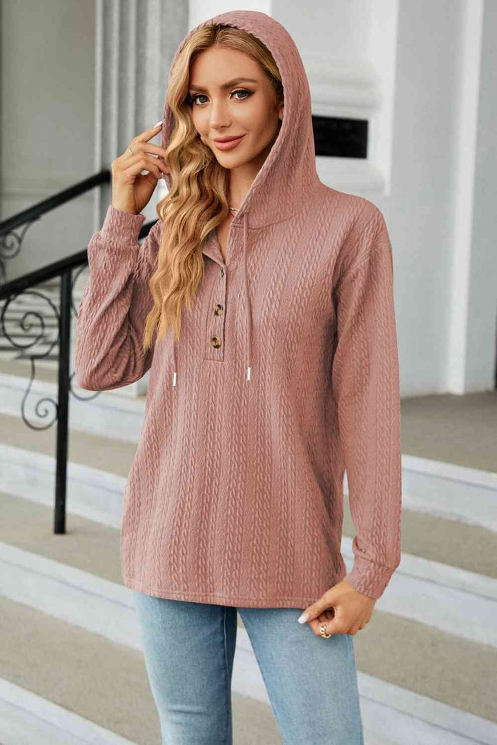 Trendsi hoodie Gypsy Lande Cable-Knit Long Sleeve Hoodie