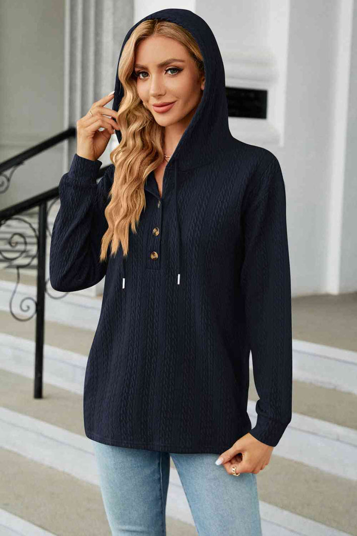 Trendsi hoodie Gypsy Lande Cable-Knit Long Sleeve Hoodie