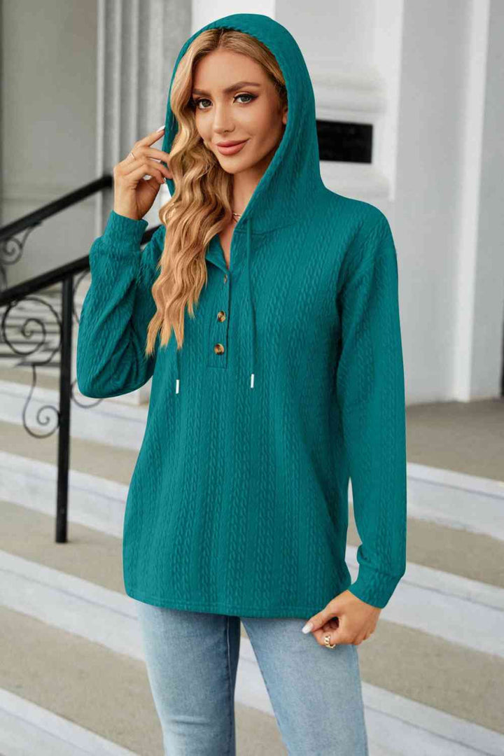 Trendsi hoodie Gypsy Lande Cable-Knit Long Sleeve Hoodie