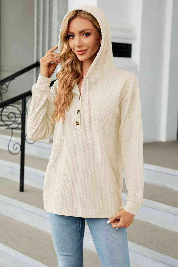 Trendsi hoodie Gypsy Lande Cable-Knit Long Sleeve Hoodie