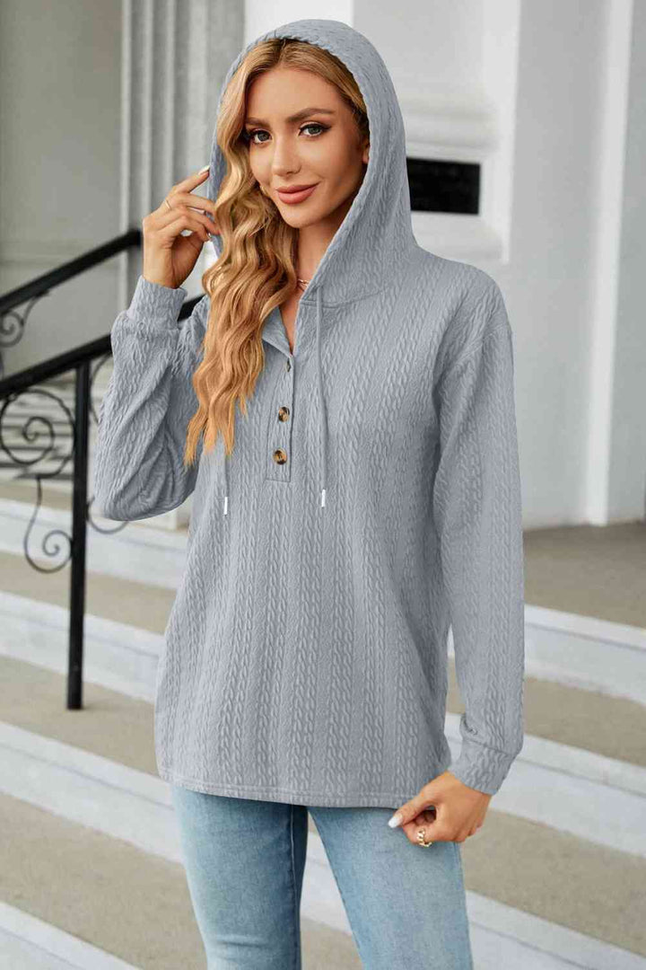 Trendsi hoodie Gypsy Lande Cable-Knit Long Sleeve Hoodie