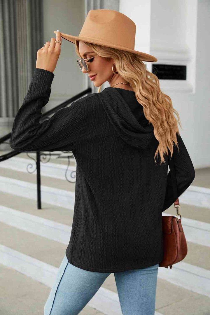 Trendsi hoodie Gypsy Lande Cable-Knit Long Sleeve Hoodie