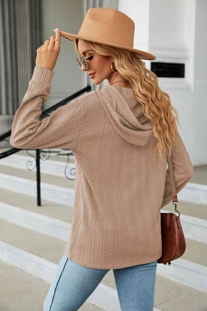 Trendsi hoodie Gypsy Lande Cable-Knit Long Sleeve Hoodie