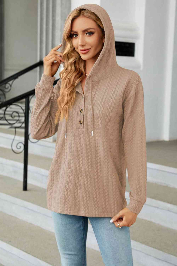 Trendsi hoodie Gypsy Lande Cable-Knit Long Sleeve Hoodie