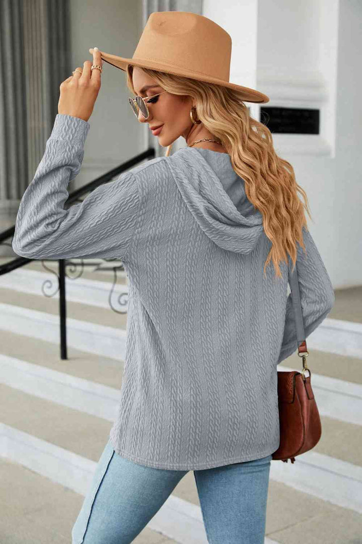 Trendsi hoodie Gypsy Lande Cable-Knit Long Sleeve Hoodie