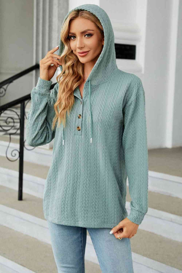 Trendsi hoodie Gypsy Lande Cable-Knit Long Sleeve Hoodie