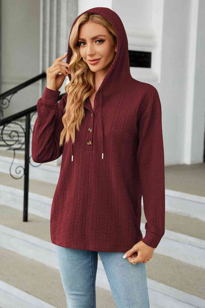 Trendsi hoodie Gypsy Lande Cable-Knit Long Sleeve Hoodie