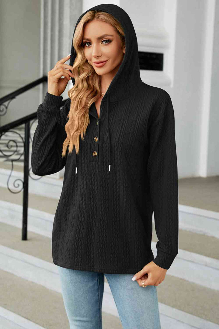 Trendsi hoodie Gypsy Lande Cable-Knit Long Sleeve Hoodie